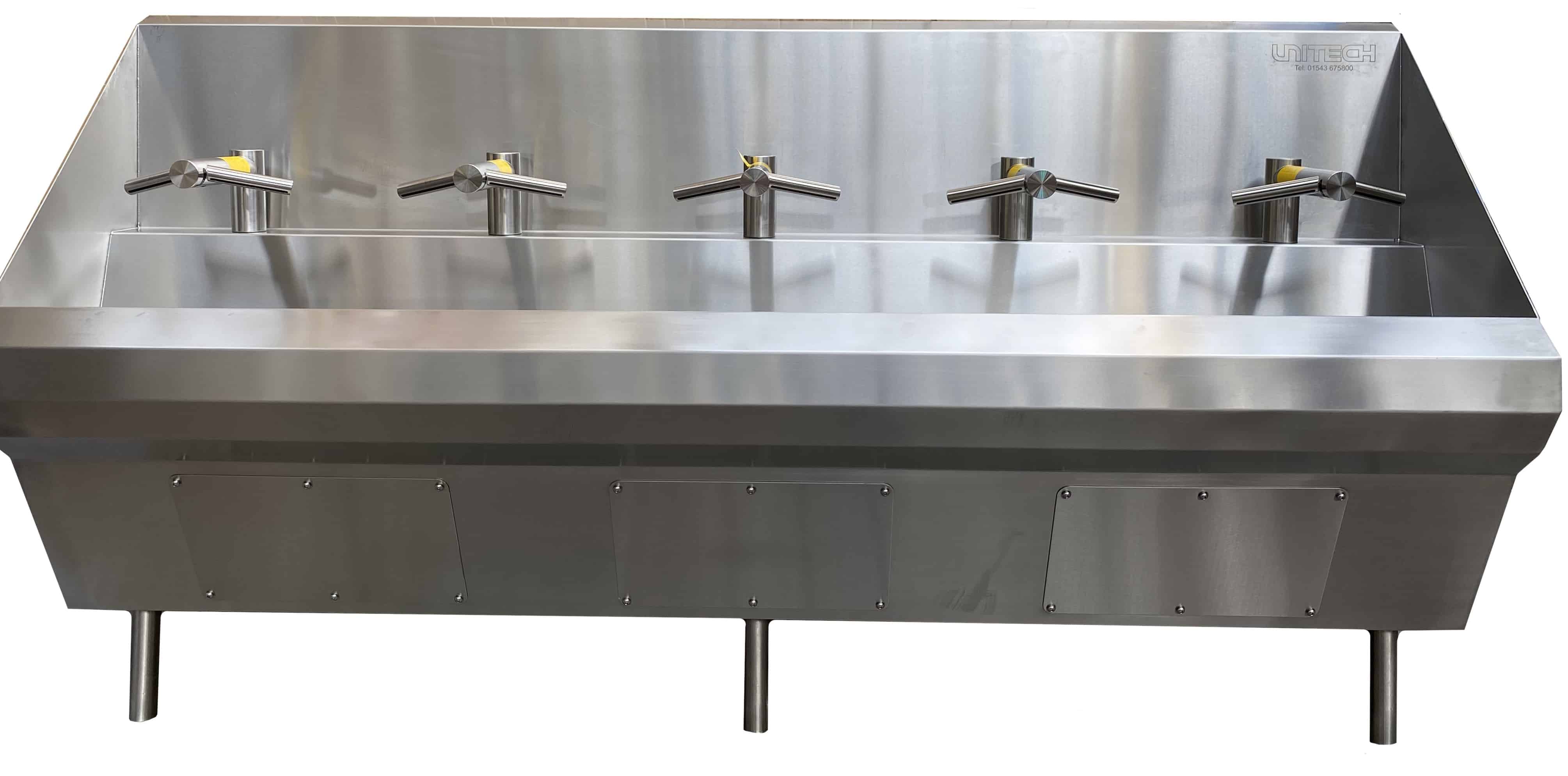 contact free hygienic stainless steel sink